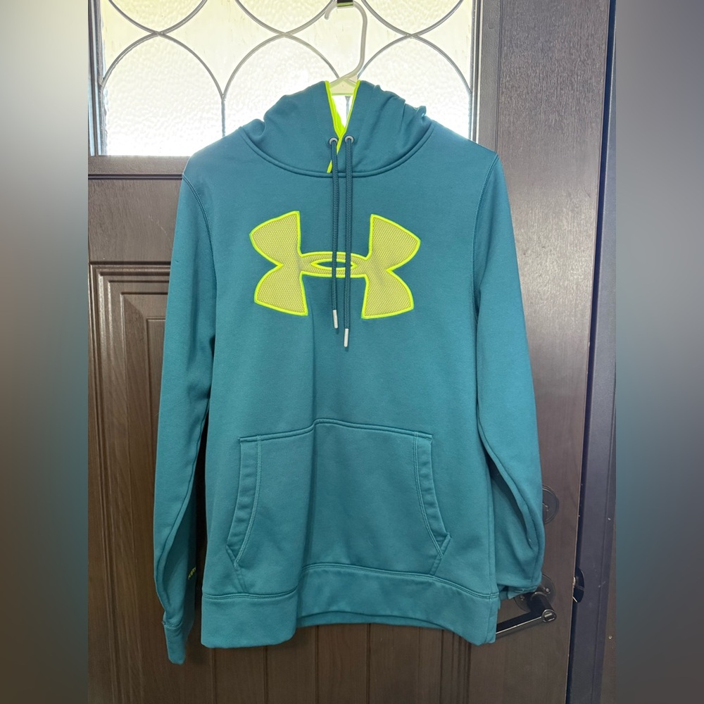 Under Armour Blue Hoodie with Neon Yellow Lining